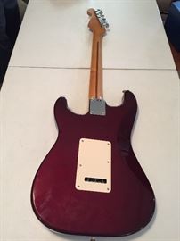 Backside View of Fender Stratocaster Electric Guitar with Whammy Bar