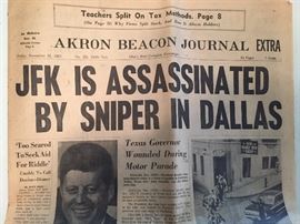 JFK Assassinated Newspaper Akron Ohio 1963
