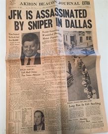 JFK Assassinated Newspaper Akron Ohio 1963