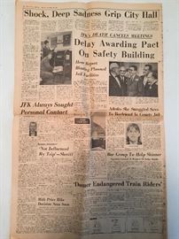 Newspaper on JFK Assassination Akron Ohio