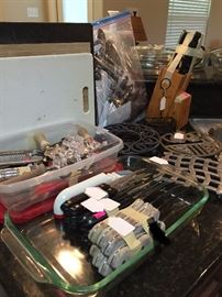 Kitchen Utensils, Full Sets of Knives, Steak Knives, Assorted Cooking Utensils