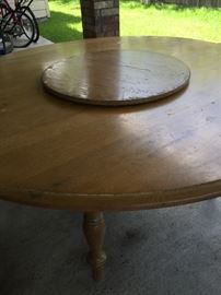 Hard Wood Large Round Table Great Repurpose Project with Lazy Susan in Center