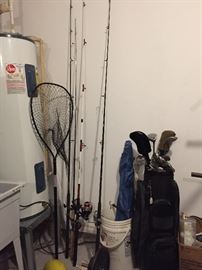 Fishing Poles, Callaway Golf Clubs and Bag