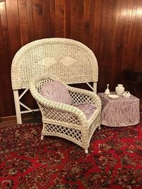 White Wicker Bed and Chair