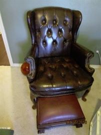 Leather chair and foot stool