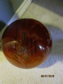Michael Jordan Bowling Ball.  Never drilled.  Guessing it is a 15# ball.  Has marks resembling a basketball.  