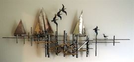 Metal Pier Sculpture by Curtis Jere 22"H x 50"H