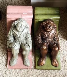 Heavy Plaster Sleeping Man Figures, Owner Told They Came Off A Building In France, Qty 2