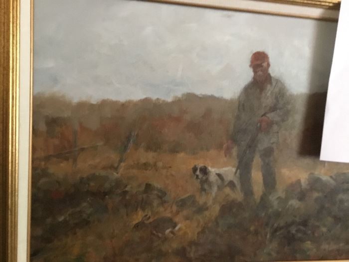 Hunt scene oil on canvas.