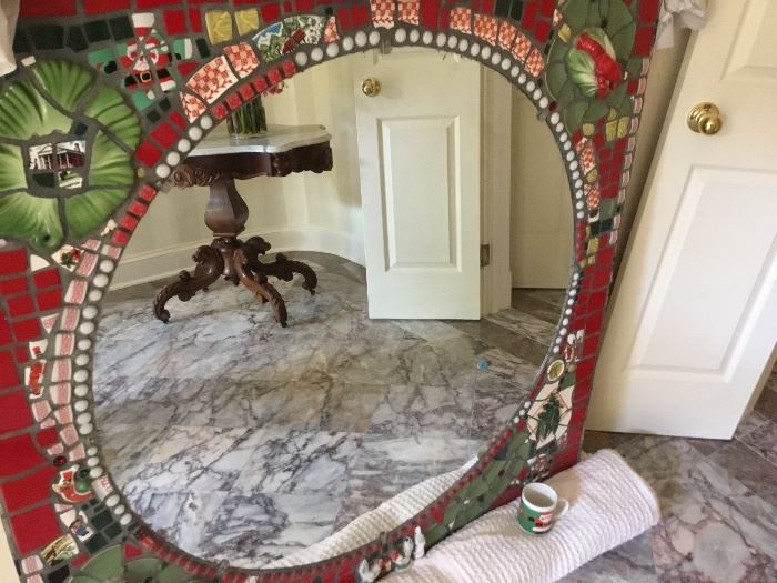 Large fun artisan mirror.