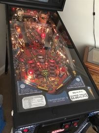 Terminator Pin Ball…lit up and ready to play.  It works!