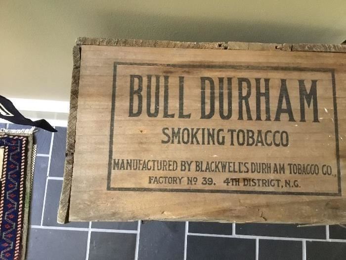 Vintage Bull Durham shipping crate.
