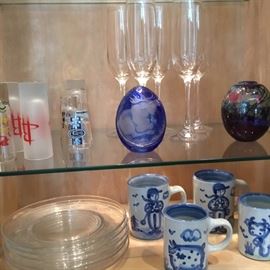 Hadley cups, glass eggs, shot glasses and flutes.