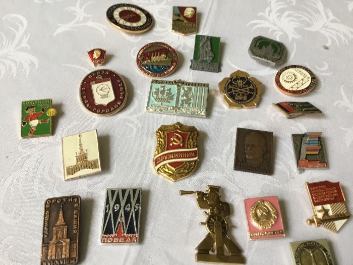 Vintage Soviet sports pins.