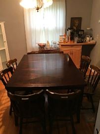Dining Room Table Opened Up  with 8 chairs (folds down)
