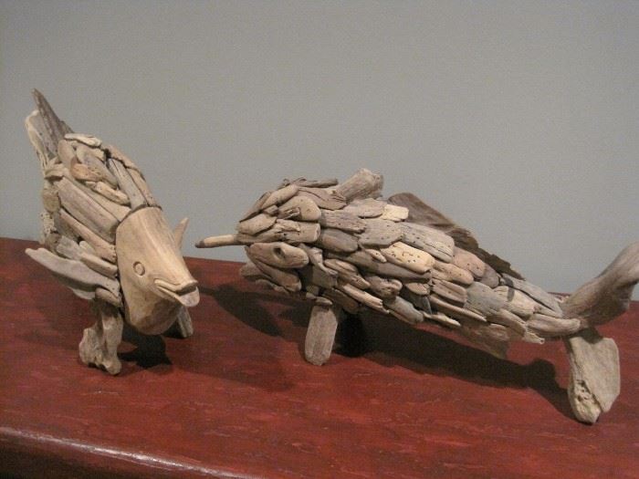 Wood Fish Sculptures.