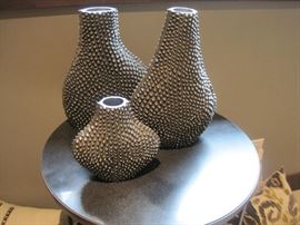 Silver Studded Vases.