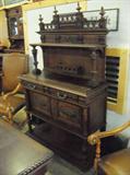 Heavily Carved Parlor Server with North Wind Blowing