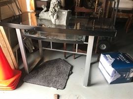 #11 metal basket weave rectangle table yellow 24x16x21 $65.00