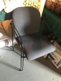 #22 (2)gray and black metal side arm chair $45 ea $90.00
