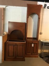 #27 2 piece custom made bookcase w base doors and open shelf 27x18x96 as is $100.00
#28 2 piece custom made bookcase w base doors and open shelf 30x17x96 as is $100.00