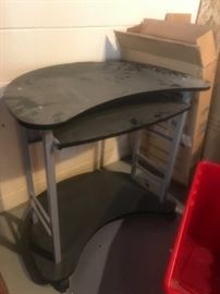 #38 kidney shape computer desk silver and black $45.00