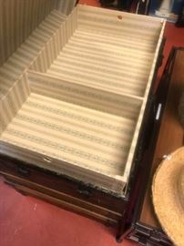 #47 trunk black and wood w tray 32x19x21 $150