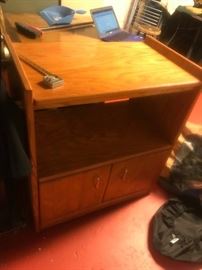 #51 oak microwave cart w towel rods and 2 doors 36x18x33 $125.00