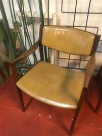 #58 2 black and 1 yellow side chairs w arms $30 ea $90.00