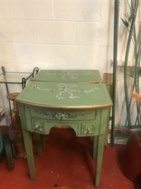 #61 green metal screen w 3 (16x72) panels with metal flowers on it $65.00