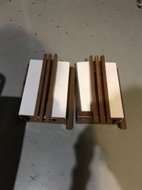 #102 Mid Century wall mount light fixtures wood, cooper and plastic 5@50 $250.00