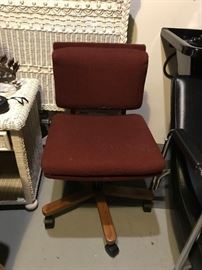 #105 burgundy vintage rolling chair $20.00