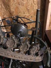 #106 vintage brass hanging light fixture 14" round 14" H 3 candles $20.00