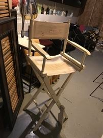 #111 white directors chair barstool height $75.00