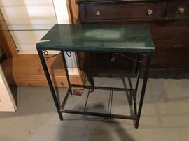 #136 JS Green top metal base table $75.00