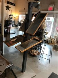 #125 black metal make up station with shelves 6 foot tall $100.00