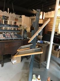 #125 black metal make up station with shelves 6 foot tall $100.00