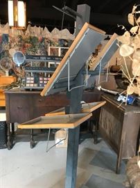 #125 black metal make up station with shelves 6 foot tall $100.00