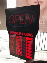 #131 open and close business hours sign $100.00