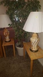 Wood Tables & Lamps.  Silk Tree