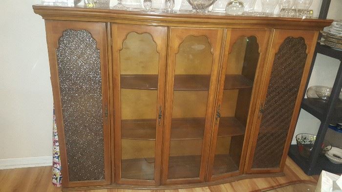 42 1/2" x 65" Display/Hutch.  Center Doors have curved glass.  Beautiful piece of furniture!