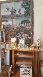 Hanging Tapestry, Easter/Bunny Decorations, TV/Stereo Stand with Slot Storage for CD's/DVD's