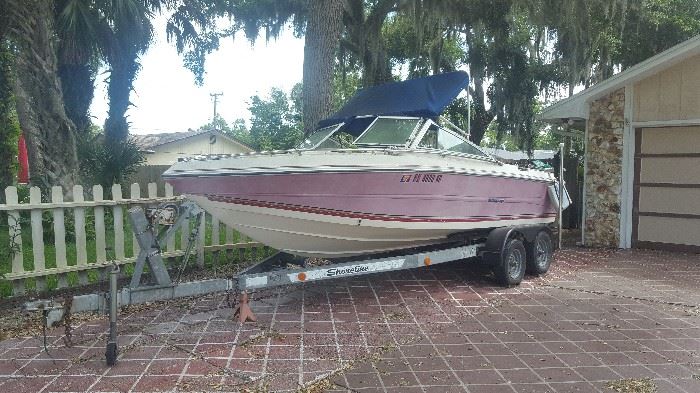 19 Foot Shoreline, double axle boat trailer with 19'3", 1987 Stingray boat with fiberglass hull.  Boat & Trailer will not be separated.  We will take BIDS on this item and decision will be made at the end of the sale, on Saturday. Family members will have the final word on acceptance.