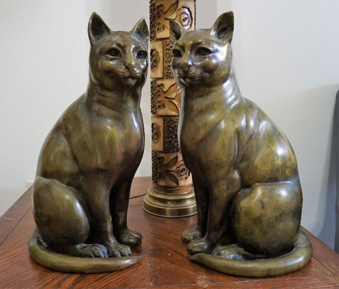 Pair of matched cat statues