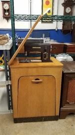 Kenmore sewing machine cabinet with stow-away seat and storage