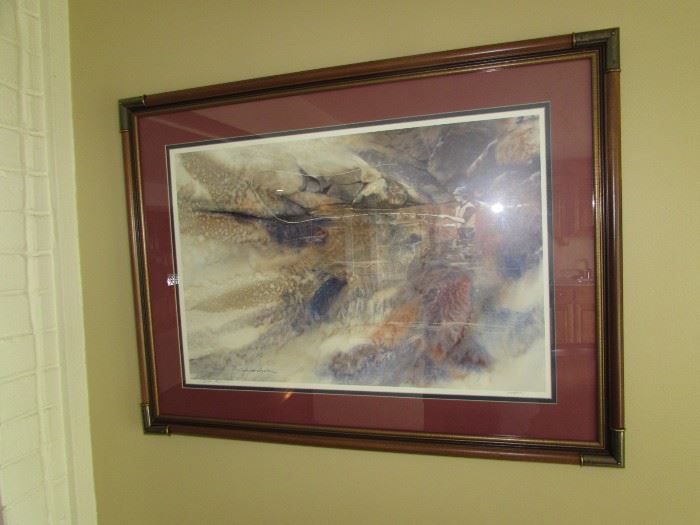 "THE CHALLENGE", FISHING WATER COLOR PRINT - SIGNED AND NUMBERED BY LAFAYETTE RAGSDALE