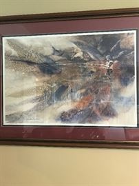 AMAZING FISHING WATERCOLOR PRINT, SIGNED AND NUMBERED 