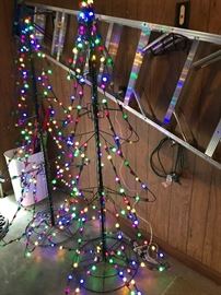 OUTDOOR CHRISTMAS LIGHTED TREE  (SOLD)- LADDER