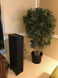 KLIPSCH SPEAKER SYSTEM  (SOLD)   AND SEVERAL, "NEARLY NATURAL", TREES AND PLANTS 