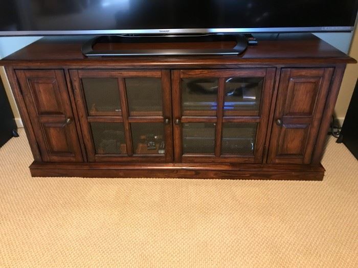 MEDIA CABINET WITH GLASS FRONT DOORS FOR YOUR DVD AND STEREO 